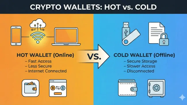 What's the difference between hot and cold crypto wallets?